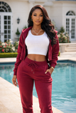 In flight burgundy jogger set