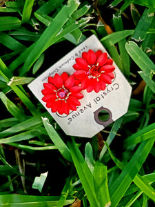 Ruby Flower Earrings